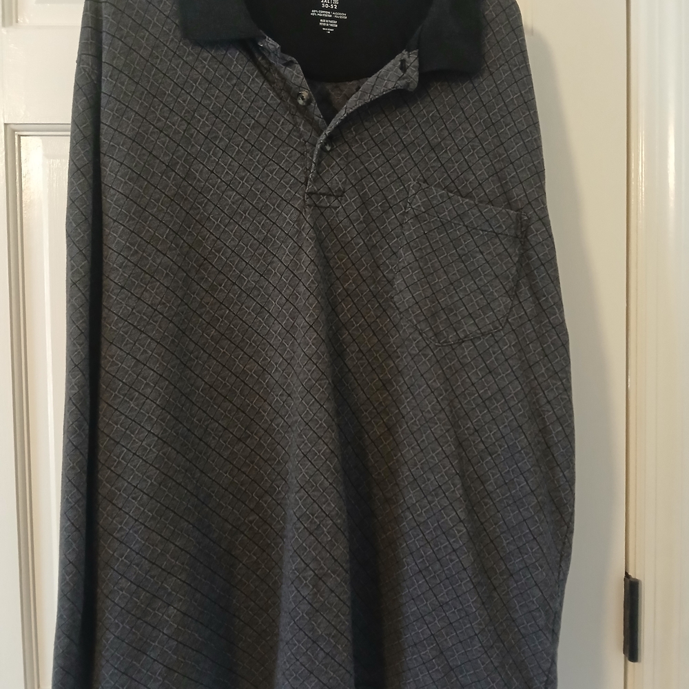 Men's Black and Gray Polo Shirt